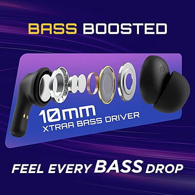 Fastrack Fpods FZ100 TWS in-Ear Earbuds with Mega 50 Hrs Playtime|Extra Deep Bass Driver|Quad Mic ENC for Clear Calls|Ultra Low 40ms Latency Gaming Mode|NitroFast Charge-200 Min in 10 Min-Black Fastrack Fpods FZ100 TWS in-Ear Earbuds with Mega 50 Hrs Playtime|Extra Deep Bass Driver|Quad Mic ENC for Clear Calls|Ultra Low 40ms Latency Gaming Mode|NitroFast Charge-200 Min in 10 Min-Black