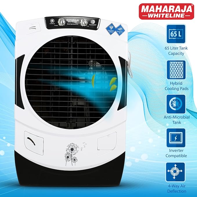 Maharaja Whiteline Bravo prime Desert Air Cooler with 65 Liter Large Tank Capacity, 165W Maharaja Whiteline Bravo prime Desert Air Cooler with 65 Liter Large Tank Capacity, 165W