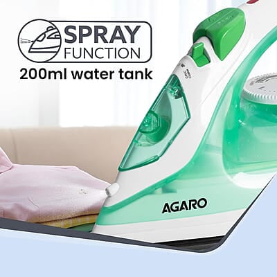 AGARO Regal Steam Iron, 1200W, Ceramic Coated Sole Plate, Fast Heating, 360 degree 00 Ml Water Tank