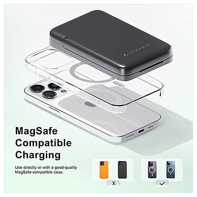 Ambrane 10000mAh Magnetic Wireless Power Bank with Stand, 15W Wireless Fast Charging, Compact 22.5W PD Wired Charger, Compatible with iPhone 12/13/14/15 & Other Wireless Devices Ambrane 10000mAh Magnetic Wireless Power Bank with Stand, 15W Wireless Fast Charging, Compact 22.5W PD Wired Charger, Compatible with iPhone 12/13/14/15 & Other Wireless Devices