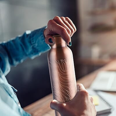 MILTON Copper Swasth Water Bottle, 940 ml, Copper Abstract Lacquer Coating, Curved bottle MILTON Copper Swasth Water Bottle, 940 ml, Copper Abstract Lacquer Coating, Curved bottle