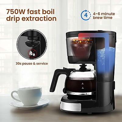 AGARO Royal 4 Big Cups Drip Coffee Maker, 600 Ml Borosilicate Glass Carafe Jar, 750W AGARO Royal 4 Big Cups Drip Coffee Maker, 600 Ml Borosilicate Glass Carafe Jar, 750W