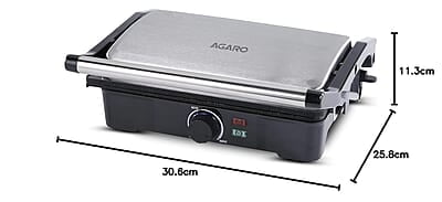 AGARO Galaxy 1000-Watt Sandwich Maker with Non-Stick Grill Plates, 180° Flat Openble Plates AGARO Galaxy 1000-Watt Sandwich Maker with Non-Stick Grill Plates, 180° Flat Openble Plates