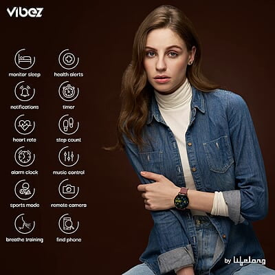 Vibez by Lifelong Smartwatch for Women with 2 Silicone Straps, Bluetooth Calling, HD Display, Multiple Watch Faces, Sports Modes, Health Tracking Vibez by Lifelong Smartwatch for Women with 2 Silicone Straps, Bluetooth Calling, HD Display, Multiple Watch Faces, Sports Modes, Health Tracking