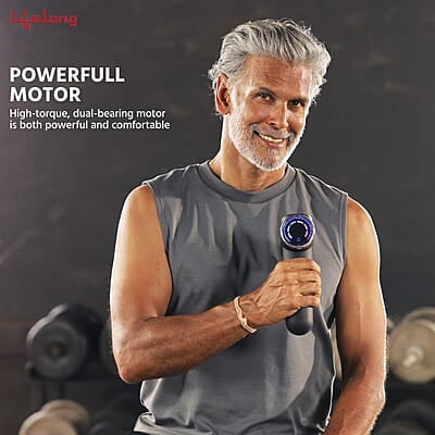 Lifelong Gun Massager for Pain Relief with 8 Massage Heads & LCD Touch Display - Battery Powered - Deep Tissue Massage with 6 Speed Lifelong Gun Massager for Pain Relief with 8 Massage Heads & LCD Touch Display - Battery Powered - Deep Tissue Massage with 6 Speed