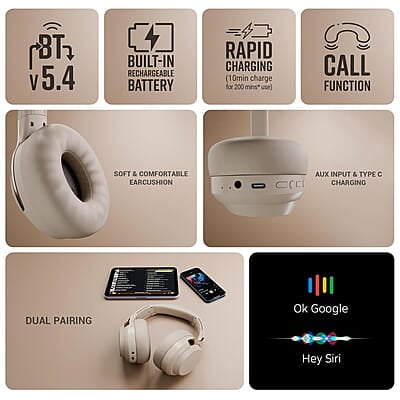 ZEBRONICS Duke Plus, Wireless Over Ear Headphone with ANC, ENC, Gaming Mode, Dual Pairing, Rapid Charge, Upto 70* Hours Backup, Bluetooth v5.4, AUX, Comfortable Earcushion, Deep Bass ZEBRONICS Duke Plus, Wireless Over Ear Headphone with ANC, ENC, Gaming Mode, Dual Pairing, Rapid Charge, Upto 70* Hours Backup, Bluetooth v5.4, AUX, Comfortable Earcushion, Deep Bass