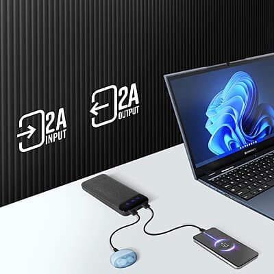 ZEBRONICS MB10000S4 Power Bank, 10000 mAh, 12W, Dual USB Output, Type C & Micro USB Input, Built in Protections, Percentage LED Display, Included USB to Type C Cable ZEBRONICS MB10000S4 Power Bank, 10000 mAh, 12W, Dual USB Output, Type C & Micro USB Input, Built in Protections, Percentage LED Display, Included USB to Type C Cable