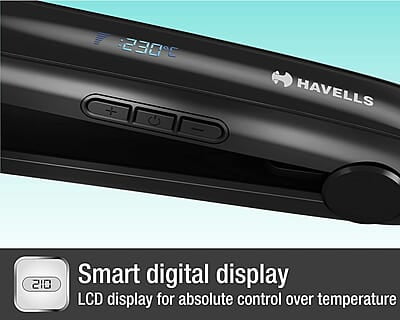 Havells HS4122 Keratin Wide Plate Hair Straightener with Digital Display & Adjustable Temperature Havells HS4122 Keratin Wide Plate Hair Straightener with Digital Display & Adjustable Temperature