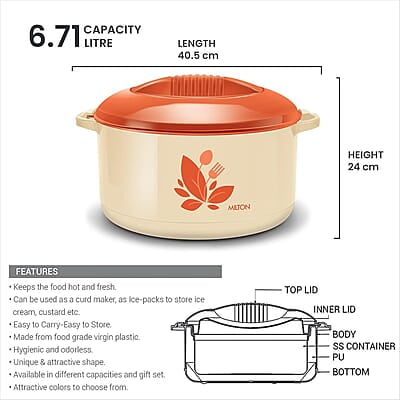 MILTON Orchid 7500 Inner Steel Casserole, 6.71 litres