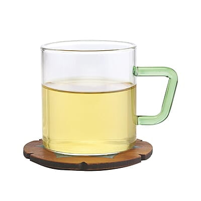 Borosil Vision 6 Pcs Tea n Coffee Borosillicate Glass 190 ml Classic Mug Set with Green Handle | Microwave Safe, Scratch Resistance, Lightweight | for Chai, Green Tea, Milk | Transparent Borosil Vision 6 Pcs Tea n Coffee Borosillicate Glass 190 ml Classic Mug Set with Green Handle | Microwave Safe, Scratch Resistance, Lightweight | for Chai, Green Tea, Milk | Transparent