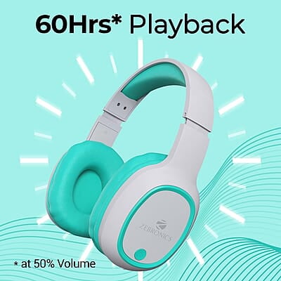 ZEBRONICS Thunder Bluetooth 5.3 Wireless Over ear Headphones with 60H Backup, Gaming Mode, Dual Pairing, ENC, AUX, Micro SD, Voice Assistant, Comfortable Earcups, Call Function ZEBRONICS Thunder Bluetooth 5.3 Wireless Over ear Headphones with 60H Backup, Gaming Mode, Dual Pairing, ENC, AUX, Micro SD, Voice Assistant, Comfortable Earcups, Call Function