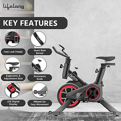 Lifelong LLESB99 Exercise Spin Fitness Bike with 6kg Flywheel Adjustable Resistance LCD Monitor & Heart Rate Sensor for Fitness at Home Lifelong LLESB99 Exercise Spin Fitness Bike with 6kg Flywheel Adjustable Resistance LCD Monitor & Heart Rate Sensor for Fitness at Home