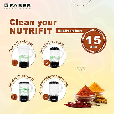 Faber Sportz Blender FSB 5-in-1 Nutrifit Nero 5 PC Jars 1L+500ML+500ML Mug+300ML+300ML Dessert Cup Faber Sportz Blender FSB 5-in-1 Nutrifit Nero 5 PC Jars 1L+500ML+500ML Mug+300ML+300ML Dessert Cup