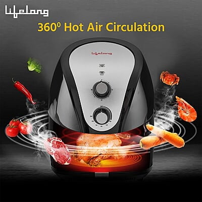 Lifelong Fryo Air Fryer 1400W with 4.5L Large Cooking Pan Capacity, Timer Selection and Fully Adjustable Temperature Control Lifelong Fryo Air Fryer 1400W with 4.5L Large Cooking Pan Capacity, Timer Selection and Fully Adjustable Temperature Control