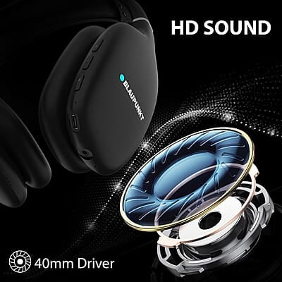 Blaupunkt BH31 Bluetooth Wireless Over Ear Headphones I 40MM Drivers I HD Sound I Soft PU Headband I Media & Volume Control with Built in Mic I TurboVolt Fast Charging I AUX Port Blaupunkt BH31 Bluetooth Wireless Over Ear Headphones I 40MM Drivers I HD Sound I Soft PU Headband I Media & Volume Control with Built in Mic I TurboVolt Fast Charging I AUX Port