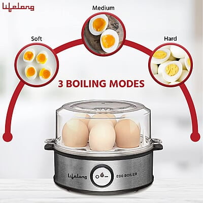 Lifelong Egg Boiler 360-Watt (Transparent and Silver Grey), Boil 7 eggs Lifelong Egg Boiler 360-Watt (Transparent and Silver Grey), Boil 7 eggs