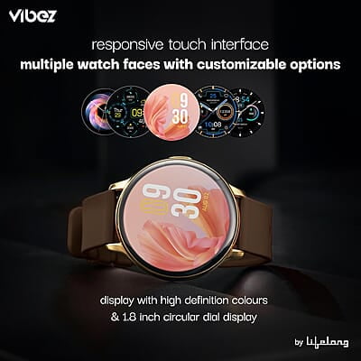 Vibez by Lifelong Smartwatch for Women with 2 Silicone Straps, Bluetooth Calling, HD Display, Multiple Watch Faces, Sports Modes, Health Tracking Vibez by Lifelong Smartwatch for Women with 2 Silicone Straps, Bluetooth Calling, HD Display, Multiple Watch Faces, Sports Modes, Health Tracking