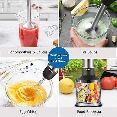 AGARO Marvel 800 Watts Hand Blender With Chopper, Jar & Whisker, 2 Variable Speed Modes & Speed Regulator AGARO Marvel 800 Watts Hand Blender With Chopper, Jar & Whisker, 2 Variable Speed Modes & Speed Regulator