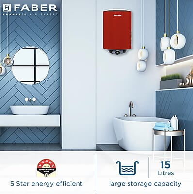 Faber Jazz 15L Vertical Storage Water Heater Titanium Glassline Coated Tank 2000W Faber Jazz 15L Vertical Storage Water Heater Titanium Glassline Coated Tank 2000W