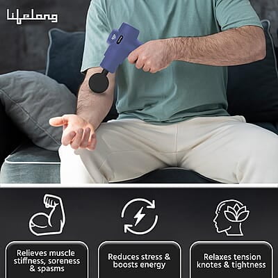 Lifelong Gun Massager for Pain Relief - Massage Gun Machine for Fully Body - Gun Massager Rechargeable with 6 Speed Setting for Muscle Massage