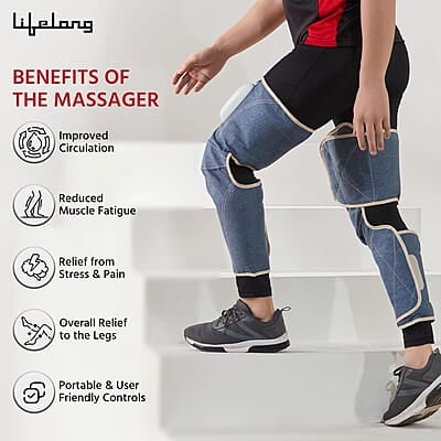 Lifelong Wireless Air Pressure Leg Massager Machine for Home - Thigh & Calf Pressure Massage for Both Legs