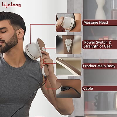 Lifelong Electric Body Massager Machine for Pain Relief 9 Massage Heads Multiple Speed Setting Lifelong Electric Body Massager Machine for Pain Relief 9 Massage Heads Multiple Speed Setting