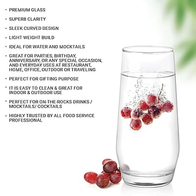 Treo by Milton Bourbon Water Tumbler, 6 Pieces Set, 330 ml Each, Transparent Treo by Milton Bourbon Water Tumbler, 6 Pieces Set, 330 ml Each, Transparent