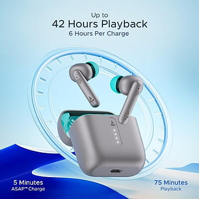 boAt Airdopes 141 Bluetooth Truly Wireless in Ear Ear Buds w/ 45H Playtime,Low Latency Mode for Gaming, ENx Tech, IWP, IPX4 Water Resistance, Smooth Touch Controls