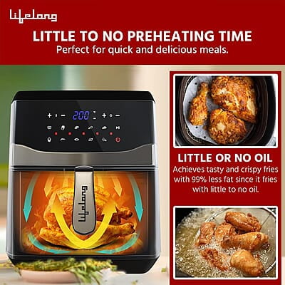 Lifelong Digital Air Fryer LLHFD722, 7.5 Litre XL LED Touch Screen, 12 Preset Cooking Modes, 1400 W Lifelong Digital Air Fryer LLHFD722, 7.5 Litre XL LED Touch Screen, 12 Preset Cooking Modes, 1400 W
