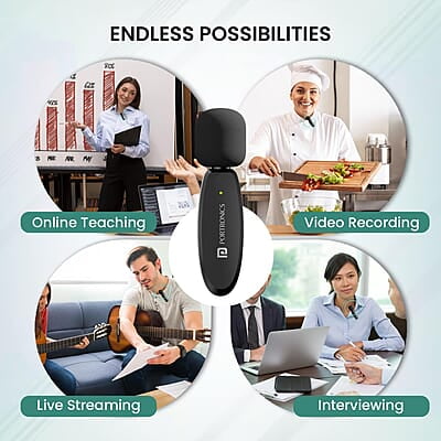 Portronics Dash 7 Omnidirectional Type C Wireless Microphone, Noise Cancellation, Plug & Play, Lapel Wireless Mic for Video Recording Portronics Dash 7 Omnidirectional Type C Wireless Microphone, Noise Cancellation, Plug & Play, Lapel Wireless Mic for Video Recording