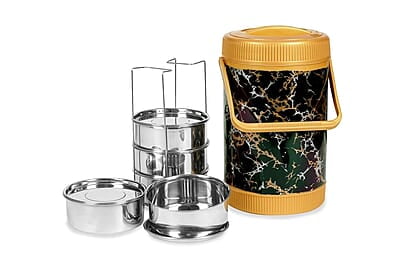 Varmora Jumbo Cosmic Lunch, Set of 5 Containers (700 ml Each) Stainless Steel- Insulated Lunch Box- Gold Varmora Jumbo Cosmic Lunch, Set of 5 Containers (700 ml Each) Stainless Steel- Insulated Lunch Box- Gold