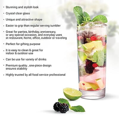 Treo by Milton Embassy Cool Glass Tumbler, Set of 6, 290 ml Each, Transparent |Serve Juices | Cold Drinks | Water | Cocktails | Mixed Drinks Treo by Milton Embassy Cool Glass Tumbler, Set of 6, 290 ml Each, Transparent |Serve Juices | Cold Drinks | Water | Cocktails | Mixed Drinks