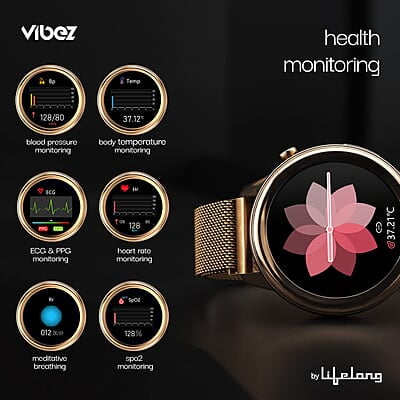Vibez By Lifelong Xena SmartWatch For Women With Hd Display 24X7 Heart Rate & Spo2 Tracking