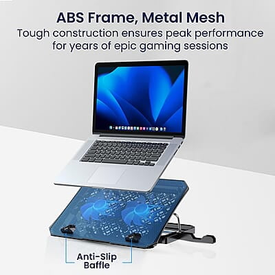 Portronics My Buddy Air 2 Laptop Cooling Pad with Dual Cooling Fans, Multi-Level Height Adjustable, Mobile Holder Portronics My Buddy Air 2 Laptop Cooling Pad with Dual Cooling Fans, Multi-Level Height Adjustable, Mobile Holder