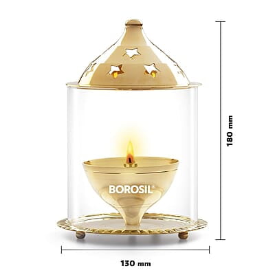 Borosil Akhand Diya (Large, Brass) Borosil Akhand Diya (Large, Brass)