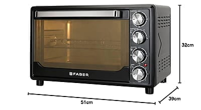 Faber 34 liter (DG) 1600 Watts OTG Bake, Toast, Roast, Grill 6 Functions, Upper & Lower Heating, Rotisserie, 360 Convection