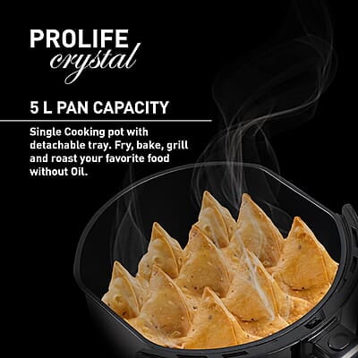 Havells Air Fryer Prolife Crystal 5L Pan 8 Presets Menu 1500 W Touch Screen Digital Display Havells Air Fryer Prolife Crystal 5L Pan 8 Presets Menu 1500 W Touch Screen Digital Display
