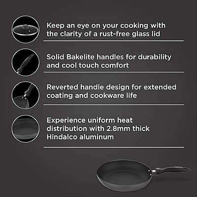 Preethi Dura Collection Non Stick Fry Pan, 24 cm, with Glass Lid, Gas & Induction Compatible Preethi Dura Collection Non Stick Fry Pan, 24 cm, with Glass Lid, Gas & Induction Compatible