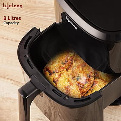 Lifelong 8L Digital Air Fryer for Home with Touch Panel & 8 Pre-Set Menus - 1500 W Electric Airfryer Lifelong 8L Digital Air Fryer for Home with Touch Panel & 8 Pre-Set Menus - 1500 W Electric Airfryer