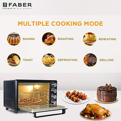 Faber 34 liter (DG) 1600 Watts OTG Bake, Toast, Roast, Grill 6 Functions, Upper & Lower Heating, Rotisserie, 360 Convection