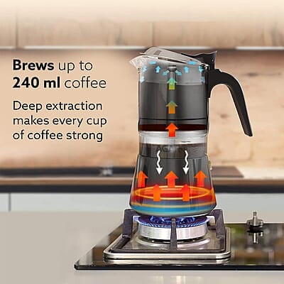 AGARO Imperial Moka Pot, Stovetop & Induction, Espresso Coffee, 240 Ml AGARO Imperial Moka Pot, Stovetop & Induction, Espresso Coffee, 240 Ml
