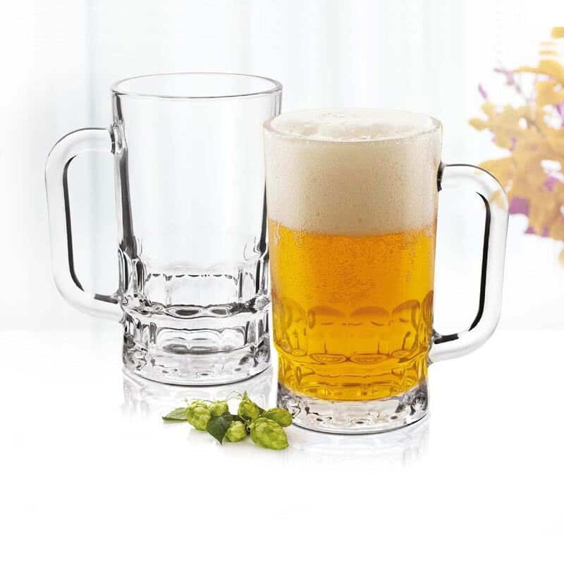 Treo by Milton Gusto Cool Glass Beer Mug, Set of 2, 335 ml Each