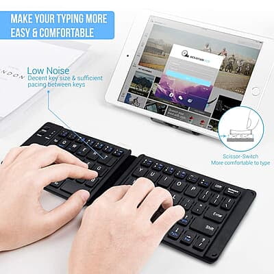 Portronics Chicklet Foldable QWERTY Keyboard, Mini Pocket Sized, Rechargeable, Bluetooth Wireless, One Touch Connect Button Portronics Chicklet Foldable QWERTY Keyboard, Mini Pocket Sized, Rechargeable, Bluetooth Wireless, One Touch Connect Button