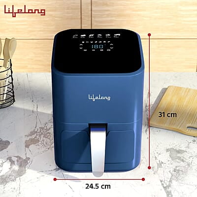 Lifelong 1200W 4L Air Fryer with Hot Air Circulation Technology with Timer Selection