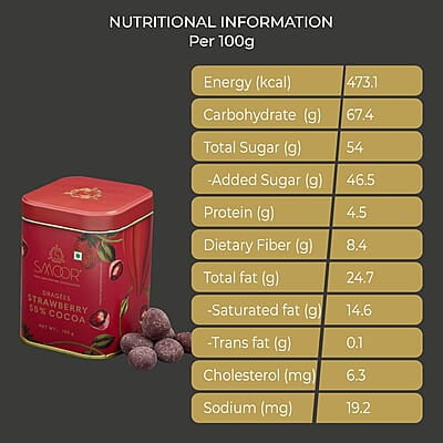 SMOOR Premium Chocolate Coated Strawberry Dragees 55% Cocoa Creamy Dark Couverture Chocolate Covered Strawberries 100g SMOOR Premium Chocolate Coated Strawberry Dragees 55% Cocoa Creamy Dark Couverture Chocolate Covered Strawberries 100g