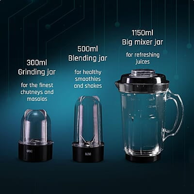 Wonderchef Nutri Blend Smart 3 Jar Automatic Mixer Grinder with Dual Pulse Function 22000 RPM 500 W Wonderchef Nutri Blend Smart 3 Jar Automatic Mixer Grinder with Dual Pulse Function 22000 RPM 500 W