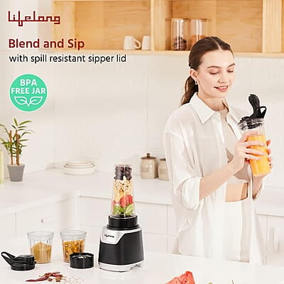 Lifelong 700 Watts Nutri Blender for Smoothie and Juices - 4 Bullet Jars 700 & 500ml - 100% Copper Motor Lifelong 700 Watts Nutri Blender for Smoothie and Juices - 4 Bullet Jars 700 & 500ml - 100% Copper Motor