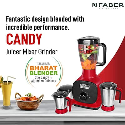 Faber FMG Candy 1000 3J 1000W Mixer Grinder with 3 Jar and 1 Fruit Filter, Mystic Red Faber FMG Candy 1000 3J 1000W Mixer Grinder with 3 Jar and 1 Fruit Filter, Mystic Red