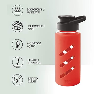 Treo By Milton Proteger 500 Borosilicate Glass Bottle With Silicon Protector, 535 ml Treo By Milton Proteger 500 Borosilicate Glass Bottle With Silicon Protector, 535 ml