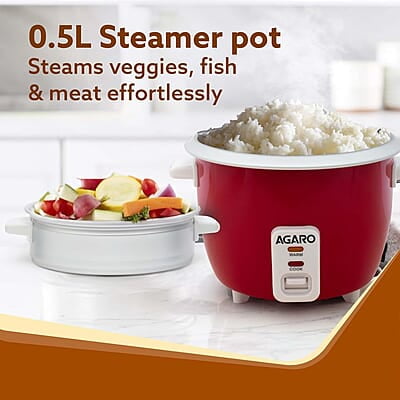 AGARO Elegant Electric Rice Cooker, 1L, 400W, Automatic Boiler, Steamer, Removable Aluminium Pot AGARO Elegant Electric Rice Cooker, 1L, 400W, Automatic Boiler, Steamer, Removable Aluminium Pot